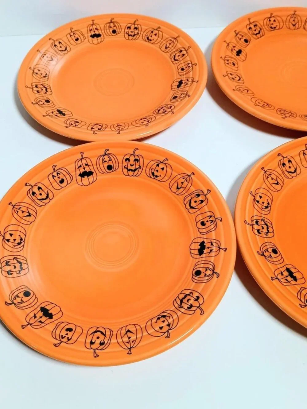 Fiesta Carson's Jack o Lanterns Plate in Tangerine Halloween Pumpkins Set of 4